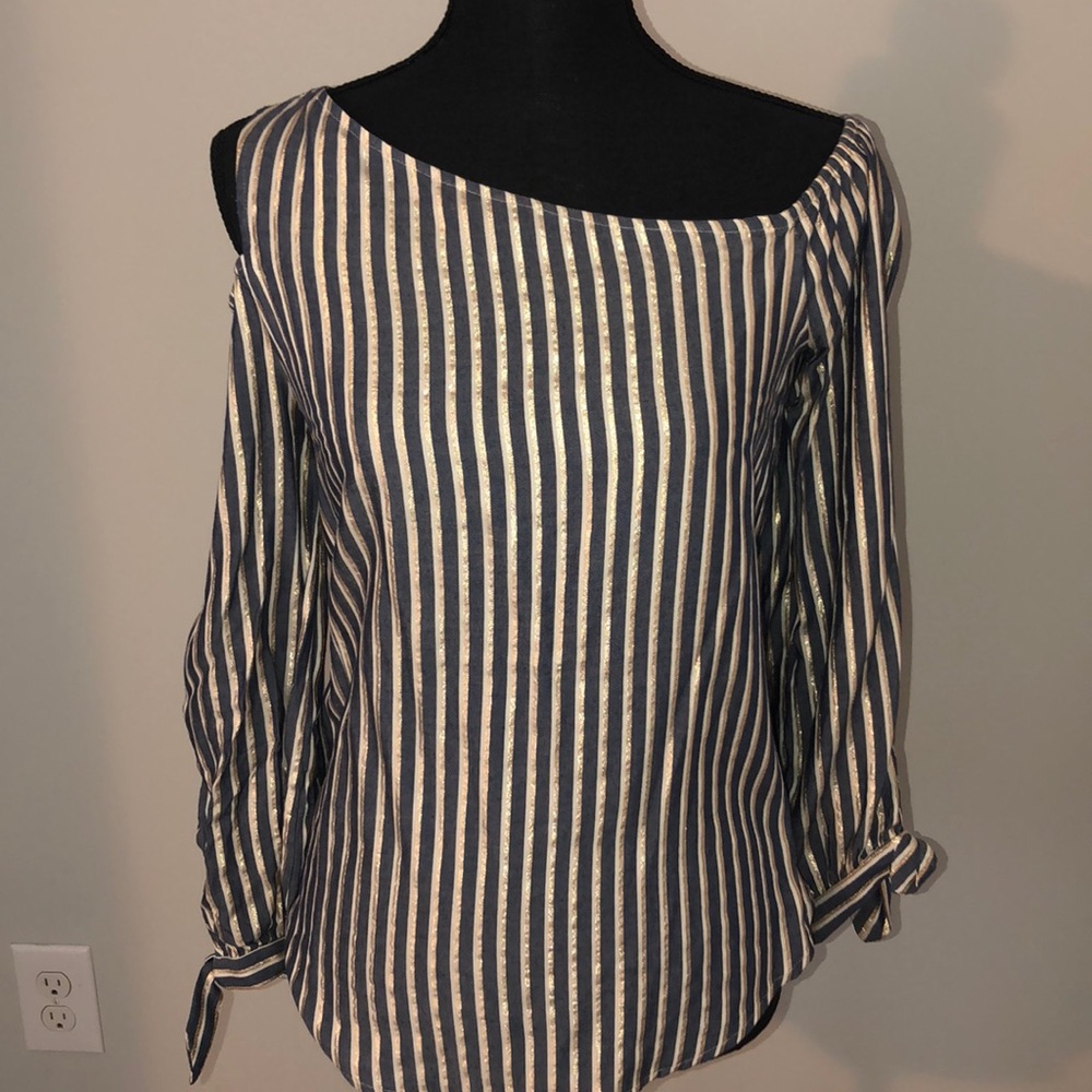 Never worn, sassy metallic striped Express blouse
